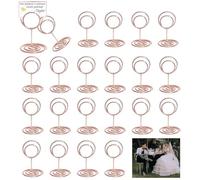 RHQFDM 20 Pièces Mini Porte Numéros de Table en Métal,Porte Cartes de Mariage en or Rose,Rond en Petit Porte Cartes de Table,Pour les Décorations de Fêtes de Mariage