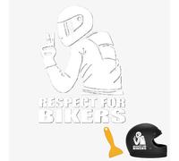 RHQFDM 3 pièces décoration Voiture Autocollant réfléchissant pour Les Motos Respect des Cyclistes Autocollant Voiture Respect for Cyclists Autocollant réfléchissant(Blanc) avec grattoir en Plastique