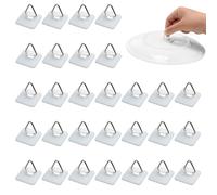 RHQFDM 30 pièces Accroche-plats autocollants 25×25mm Accroche-plats autocollants invisibles Plastique Supports de plaques verticales Crochets pour tableaux autocollants（Le carré,Blanc）