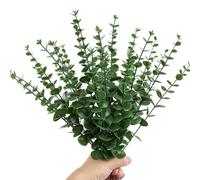 RHQFDM 30 Pièces Branches d'Eucalyptus Artificiel 38cm Plantes en Plastique Vertes Décoration Eucalyptus Branches Artificielles pour Les Mariages,Les Jardins,Les Décorations de Bureau（Vert foncé）