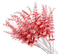 RHQFDM 30 Pièces Branches d'Eucalyptus Artificiel 38cm Rouge Plantes en Plastique Décoration Eucalyptus Branches Artificielles pour Les Mariages,Les Jardins,Les Décorations de Bureau