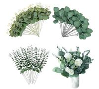 RHQFDM 30 Pièces Branches D'Eucalyptus Artificiel Plantes en Plastique Vertes Décoration Eucalyptus Branches Artificielles pour Les Mariages,Les Jardins,Les Décorations de Bureau（3 Styles）