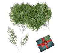 RHQFDM 50 Pièces Branches de Sapin Artificielles de 34 cm Décoration Végétale en Plastique Vert pour Les Mariages,Les Jardins,Les Décorations de Bureau,Les Décorations de Noël