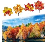 RHQFDM Lot de 4 feuilles d'érable artificielles courtes ramifiées d'automne - 43 cm - En plastique - Décoration de table d'automne - Pour la maison, l'hôtel, le bureau, le mariage, le jardin