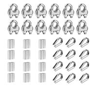 RHQFDM Pince pour Câble d'acier 12 Pièces de Pinces à Câble M3,Pince à Câble en Acier Inoxydable 304,Manchons à Sertir en Aluminium,Cosses pour Câbles d'acier,pour la Fixation des Auvents