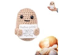 RHQFDM Pomme de Terre Positive Pocket Hug Cadeau Mignon Poupée de Pomme de Terre tricotée Tricot créatif Poupée de Pomme de Terre en Laine avec Cartes de vœux Cadeaux positifs pour Une Petite Amie
