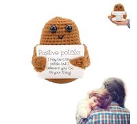 RHQFDM Pomme de Terre Positive Pocket Hug Cadeau Mignon Poupée de Pomme de Terre tricotée Tricot créatif Poupée de Pomme de Terre en Laine avec Cartes de vœux Cadeaux positifs pour Une Petite Amie