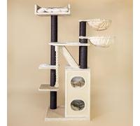 RHRQuality Arbre à Chat pour Grands Chats - Cat Penthouse Plus - Blackline Crème - avec poteaux en sisal Extra épais de 12 cm - Arbre à Chat XXL
