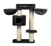 RHRQuality Arbre à Chat pour Grands Chats - Devon Rex Plus - 120 cm de Haut - avec poteaux en sisal de 15 cm et Maison de Jeu - Gris foncé