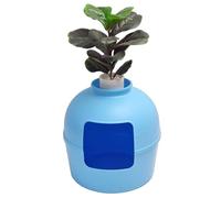 RHRQuality Bac à litière - Flower XXL - Bac à litière dissimulé - pour Grands Chats - avec Grande entrée (51 cm) et Partie supérieure Amovible - Bleu Frais