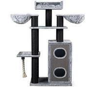 RHRQuality Griffoir pour Grands Chats - Cat Paradise - avec griffoir - Luxe Lounge Plek - Ø15cm Sisalpalen - Blackline Lichtgrijs