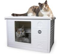 RHRQuality Maison pour Chat Villa de Luxe - pour l'intérieur et l'extérieur - Résistante aux intempéries et déplaçable - avec entrée XL (22 x 26 cm) - Blanche