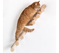 RHRQuality Meuble Mural Mur de grimpe Chat - Ensemble échelle (Beige) - avec Corde en sisal - Capacité de Charge jusqu'à 20 kg - pour Grands Chats - Convient aux Maine Coon et Ragdoll