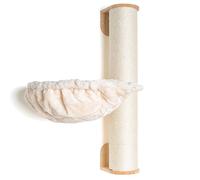 RHRQuality Meuble Mural Mur d'escalade Chat - Mur en sisal XXL avec hamac 45Ø de Luxe - Poids Maximal 20 kg - pour Grands Chats - avec Couchage de Luxe - Crème