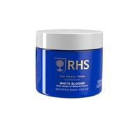 RHS Flower Show White Blooms Crème corporelle fouettée légère et hydratante au beurre de karité Parfum floral doux de rose, jasmin et vanille 150 ml