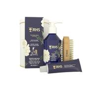 RHS Hand Care Gift Set with Liquid Wash, Cream and Brush, White Blooms | Liquid Wash Cleanses Hands While Cream Helps Leave Skin Feeling Soft, Smooth and Moisturised, Vegan, Non-Drying Formula