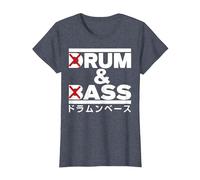 Rhum and Ass Drôle Batterie et Basse T-Shirt, Femme, Bleu Chiné, M