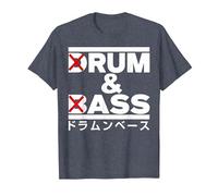 Rhum and Ass Drôle Batterie et Basse T-Shirt, Homme, Bleu Chiné, L