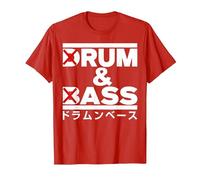 Rhum and Ass Drôle Batterie et Basse T-Shirt, Homme, Rouge, 3XL