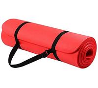 Rhumell GoYoga Tapis de yoga multi-usages très épais haute densité anti-déchirure avec sangle de transport 12,7 mm, Rouge