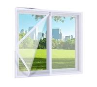 RHVOVNVOM 1pc Blanc Largeur 80/90/100/110cm fenêtre moustiquaire à Fermeture éclair Auto-adhésive, Facile Installer(Width80,Heigh240)