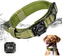 RHXOFYANG Collier Tactique pour Chien Airtag - Étanche - Durable et réglable - Boucle en métal Robuste avec poignée pour Accessoires de Dressage de Chien (XL, Vert)
