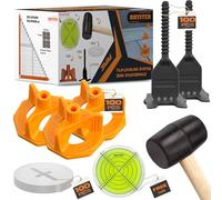 RHYSTER® Kit Croisillons Autonivelants 3 mm - Starter Pack - 302 unités- Pose Carrelage | 100 Clips + 100 Cadrans + 100 Protections + Maillet + Niveau à Bulle Offert | Pose Facile & Précise
