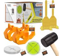RHYSTER® Kit Croisillons Autonivelants 5 mm - Starter Pack - 302 unités- Pose Carrelage | 100 Clips + 100 Cadrans + 100 Protections + Maillet + Niveau à Bulle Offert | Pose Facile & Précise