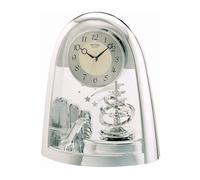 Rhythm 7607/19 Horloge de bureau à quartz analogique avec pendule rotatif argenté