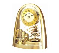Rhythm 7607/9 Horloge de bureau à quartz avec pendule rotatif, boîtier doré
