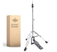 Rhythm Bytes Support Hi-Hat à double contreventement, 3 pieds, hauteur réglable, construction moyenne-robuste pour cymbales Hi Hat avec longue pédale MProfessional, chrome poli