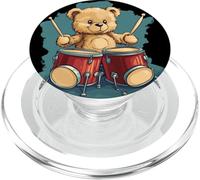 Rhythm King Ours en peluche pour une aventure de batterie PopSockets PopGrip pour MagSafe