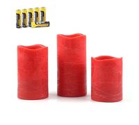 Rhytsing Lot de 3 Bougies Rouge LED avec 6H minuteur, Bougies Piliers pour Saint Valentin, H10cm/ 12.5cm/ 15cm