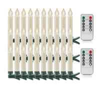 Rhytsing Lot de 30 bougies LED de Noël à clip H 10,5 cm sans flamme avec télécommande pour sapin de Noël, bougies LED à piles avec minuteur résistantes à l'eau, 2 télécommandes incluses
