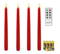 Rhytsing Lot de 4 Bougies Chandelier Led Rouge Télécommandes pour Mariage H 27.5cm