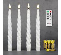 Rhytsing Lot de 4 Bougies Torsadée Chandelier Led Blanch Télécommandes pour Noël H25 cm
