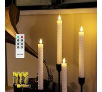 Rhytsing Lot de 4 Bougies Torsadée Chandelier Led Blanche Télécommandes pour Noël H25 cm