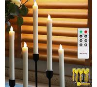 Rhytsing Lot de 5 Dripping Wax Bougies Chandelier Led Ivoire Blanche Télécommandes pour Noël H 25cm
