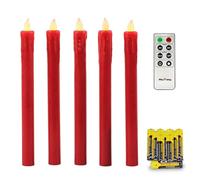 Rhytsing Lot de 5 Dripping Wax Bougies Chandelier Led Rouge Télécommandes pour Mariage - H25 cm