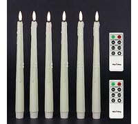Rhytsing Lot de 6 bougies Conception dégoulinante Chandelier ivoire sans flamme avec 2 Télécommandes pour Noël - H29 cm