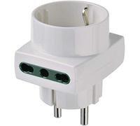 Ri.00325B Adaptateur Multiple Sicury 250V, Max 1500 W, Fiche 16A Standards De/Fr, Deux Bprises 2P+T 16 A Standard It Type P17/11 Et Une Prise 2P+T 16 A Standard Italien Type P30, Blanc