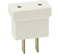 Ri.01351B Adaptateur Simple Sicury 125 V, Max 1500 W, Blanc, Fiche 2P 15 A 125 V Standard Américain À Broches Plates Non Polarisé, Prise 2P Pour Fiches 2P