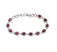 RI-5801 Bracelet en argent sterling 925 plaqué or avec grenat et zircone cubique, Pierre, Grenat et zircon cubique