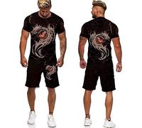 RIAAJ Dragon T-shirt imprimé 3D Survêtement pour homme et short de sport, a3, XL