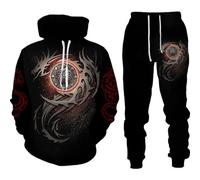 RIAAJ Hommes Dragon Chinois Sweat à Capuche Imprimé 3D Pull Lâche Dragon Chinois Sport Shirt Jogging Costume Sport Ensemble (F10,M)