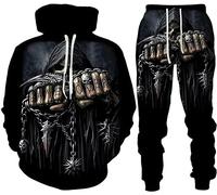 RIAAJ Lot de 2 survêtements pour homme - Impression 3D - Punk Rock - Sweat à capuche - Pantalon de jogging décontracté - Survêtements de sport, a8, XL