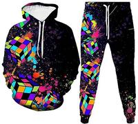 RIAAJ Sweat à capuche style abstrait hip hop sweatshirts à capuche impression 3D Survêtement unisexe sweatshirts à capuche + pantalons, a5, L