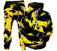 RIAAJ Sweat à capuche style abstrait hip hop sweatshirts à capuche impression 3D Survêtement unisexe sweatshirts à capuche + pantalons, a3, M