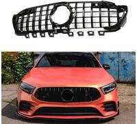 RIAAJ Voiture Calandre Avant Radiateur pour Mercedes Benz A Class W177 A200 A250 A35 AMG 2019-2022, 1 Paire de Calandre de Capot Avant de Voiture Garnitures,Black