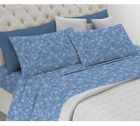 Riad Arredo Parure de lit 100 % coton doux - Parure de lit avec taies d'oreiller à la main délicate, fabriquée en Italie (bleu clair, simple)